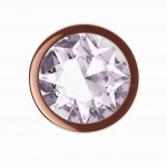 Μεταλλική Πρωκτική Σφήνα με Κυκλικό Κόσμημα Diamond Moonstone Shine Small Metal Jewel Butt Plug - Χρυσό/Διάφανο | Πρωκτικές Σφήνες με Κόσμημα