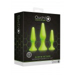 Glow In The Dark Silicone Butt Plug Set - Green | Butt Plug Sets