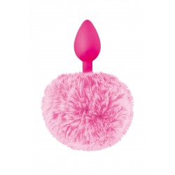 Silicone Bunny Tail Butt Plug - Light Pink