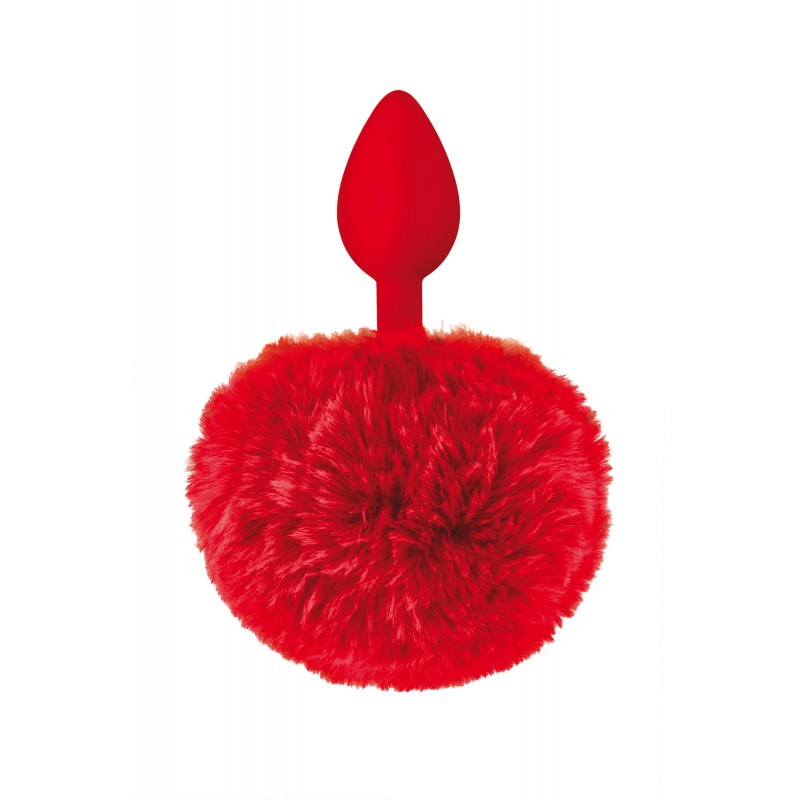Silicone Bunny Tail Butt Plug - Red | Tail Butt Plugs
