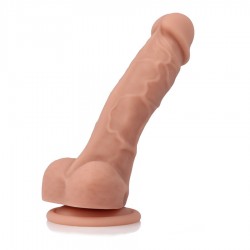 R33 Dual Layer Silicone Realistic Dildo with Suction Cup & Balls 18,5 cm - Flesh | Realistic Dildos