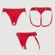 Εσώρουχο Ζώνη Strap On για Διπλή Διείσδυση Unique Double Penetration Strap On Harness - Κόκκινη by Sexopolis