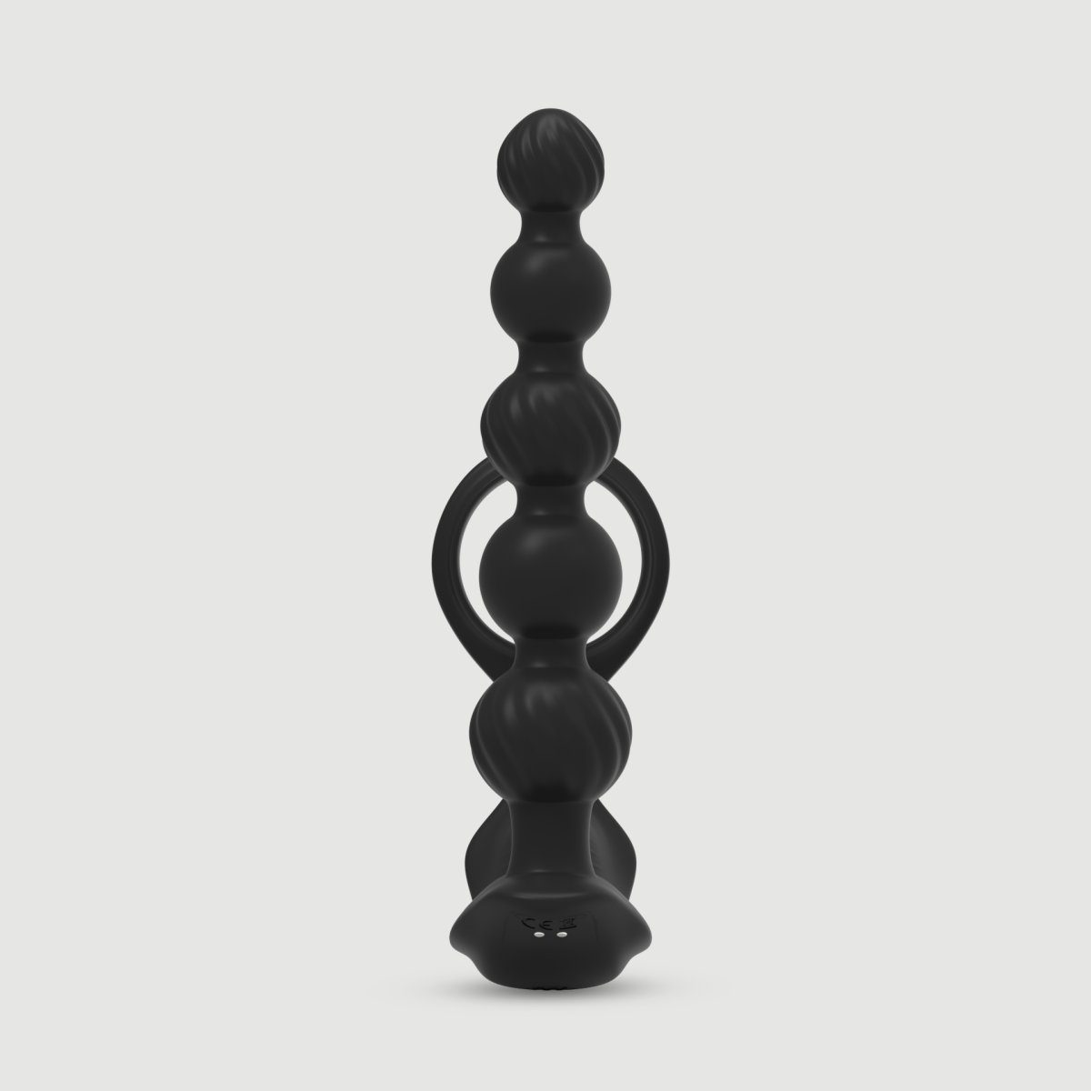 Astron Remote Controlled Silicone Vibrating Anal Beads with Cock Ring - Black by Sexopolis
