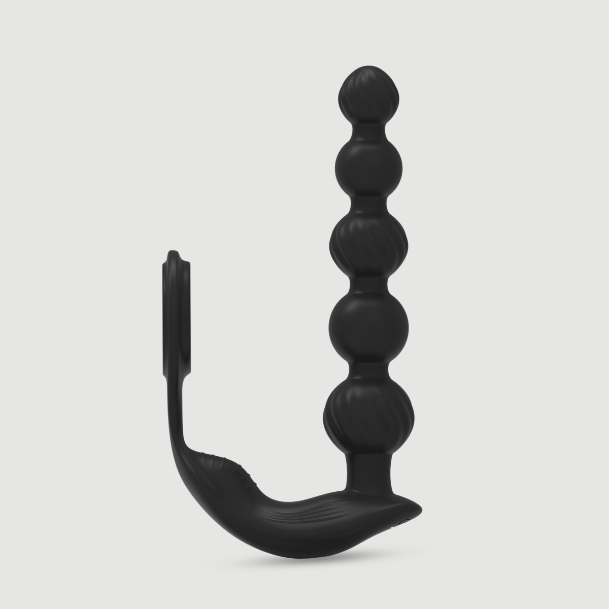 Astron Remote Controlled Silicone Vibrating Anal Beads with Cock Ring - Black by Sexopolis