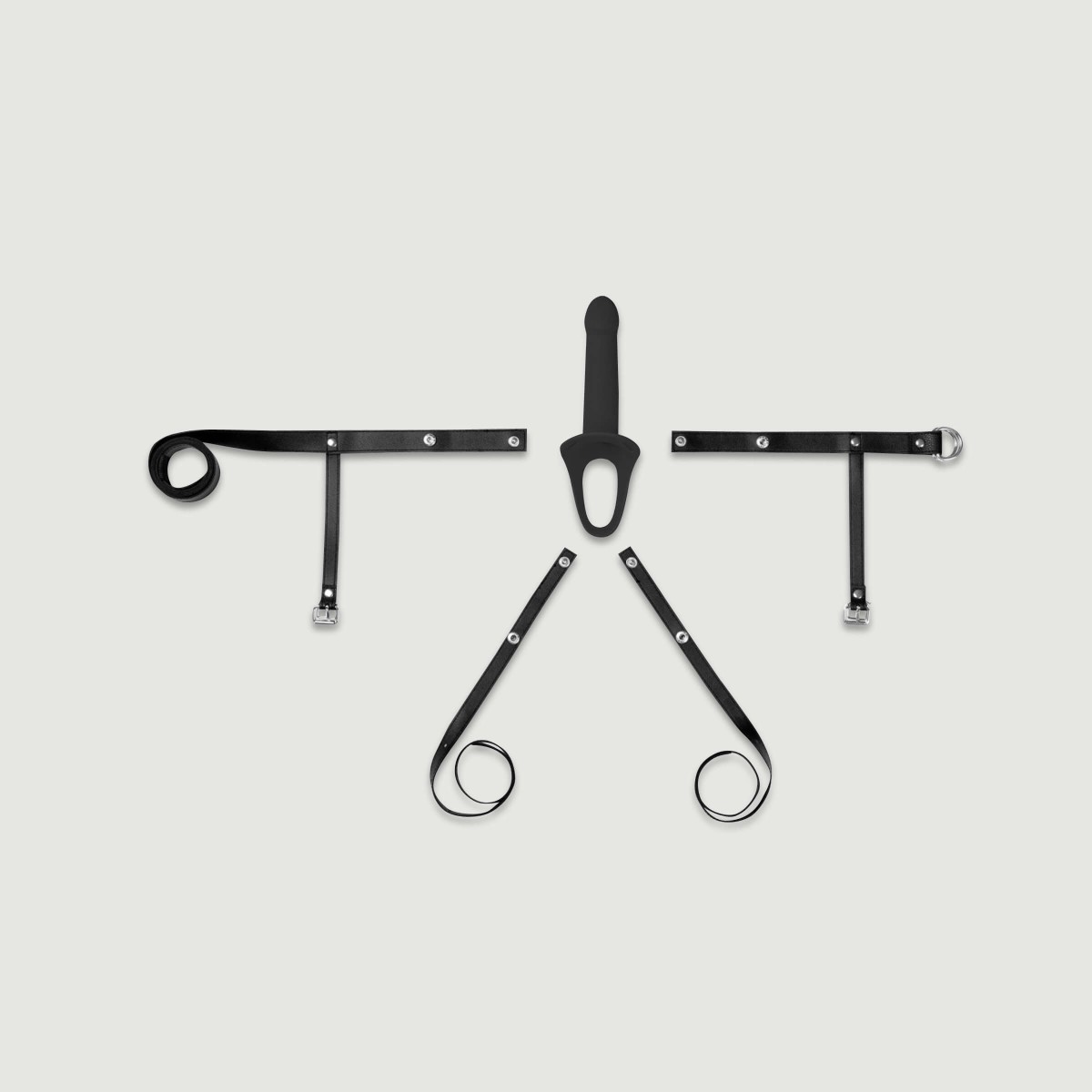 H2 Hollow Large Silicone Strap On with Harness - Black by Sexopolis