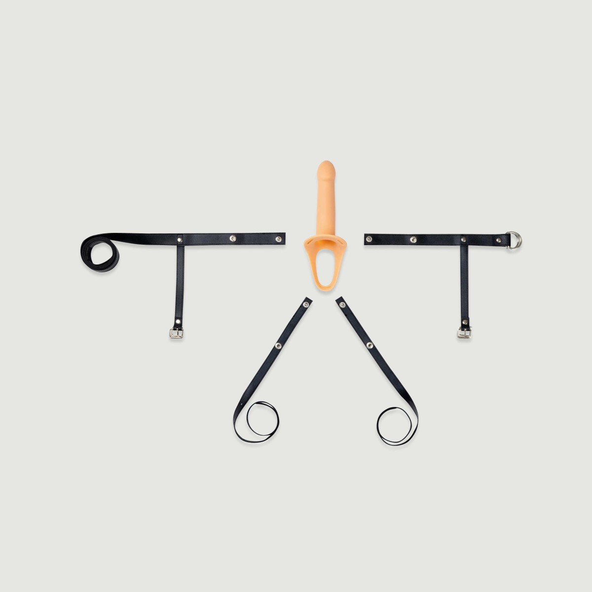 H4 Hollow Vibrating Large Silicone Strap On with Harness - Flesh by Sexopolis