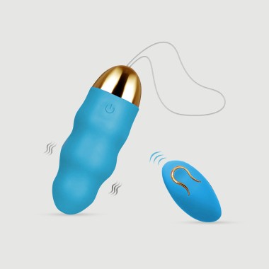 Ασύρματος Δονητής Σιλικόνης με Ραβδώσεις Baloo Ribbed Silicone Remote Controlled Vibrator - Γαλάζιο