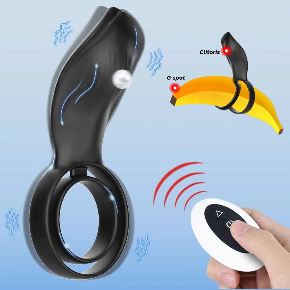 Alpha Remote Controlled Silicone Vibrating Double Cock Ring - Black by Sexopolis
