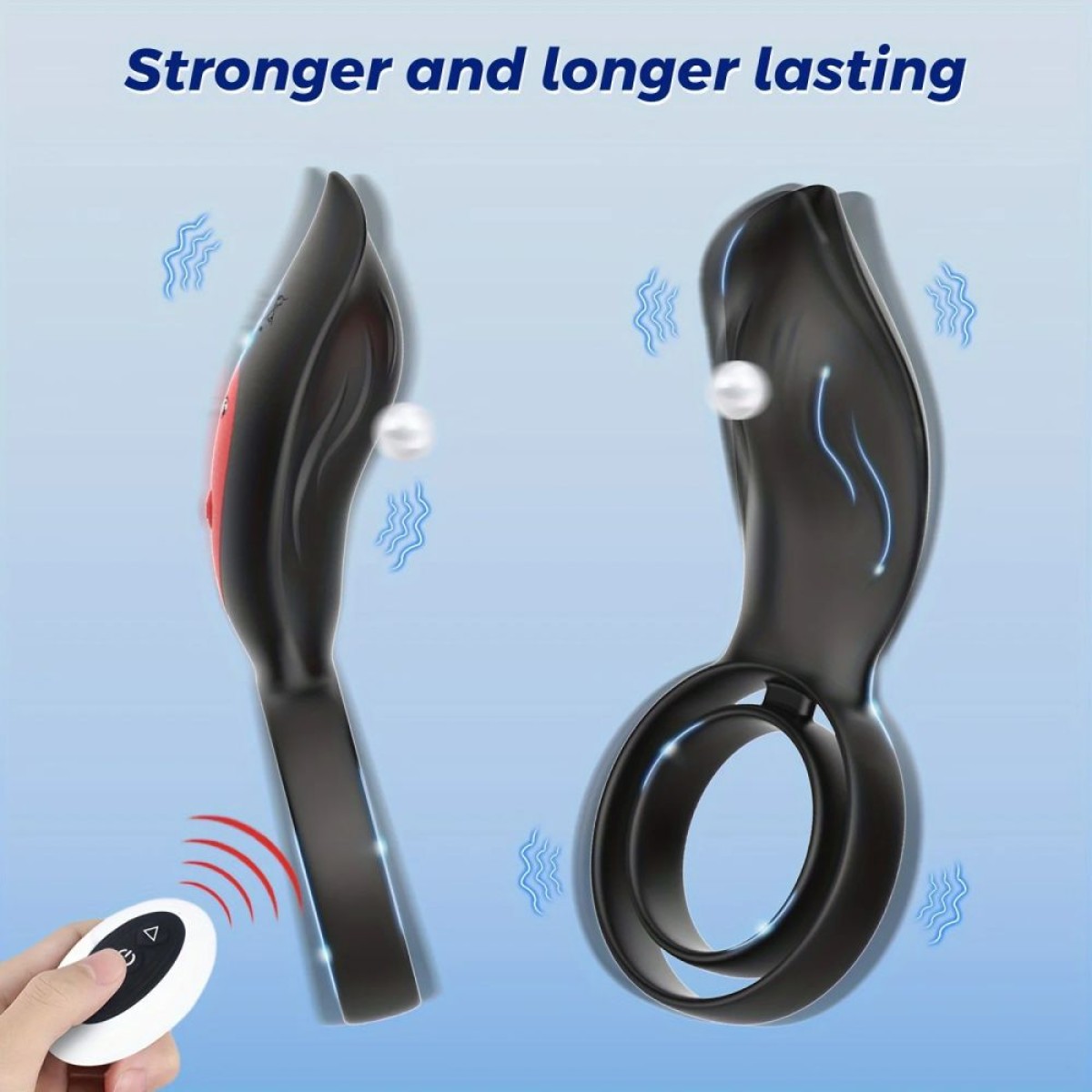 Alpha Remote Controlled Silicone Vibrating Double Cock Ring - Black by Sexopolis
