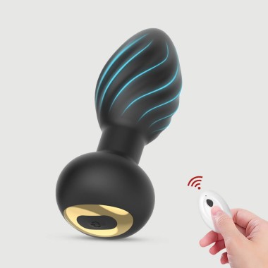 My Anal Wave Remote Controlled Silicone Vibrating Butt Plug Large - Black