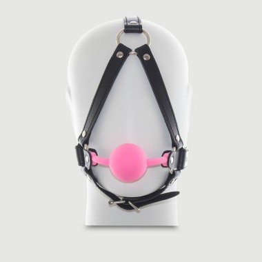 Φίμωτρο Με Μπάλα Σιλικόνης & Λουρί Σιαγώνας Ball Gag With Jaw Strap - Ροζ