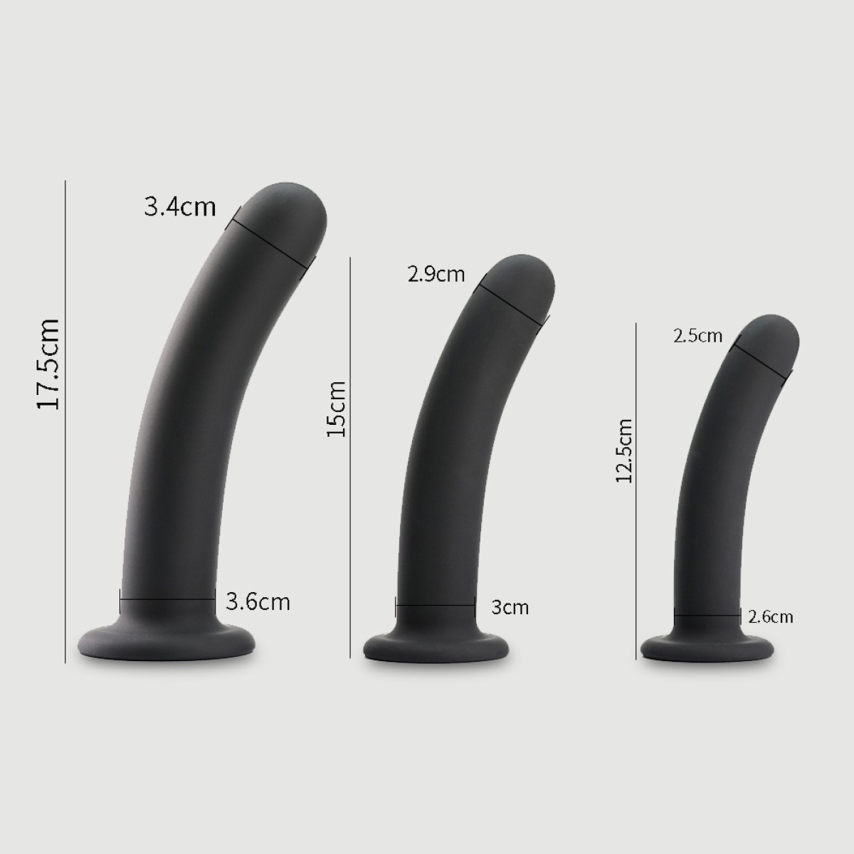 Κυρτό Λείο Dildo Σιλικόνης με Βεντούζα Beginners Basic Large Smooth Silicone Dildo with Suction Cup - Μαύρο by Sexopolis
