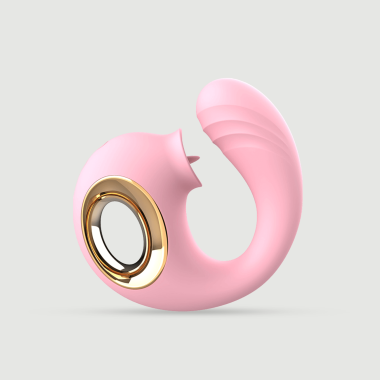 G Tongue Silicone G-Spot Vibrator with Clitoral Stimulating Tongue - Pink
