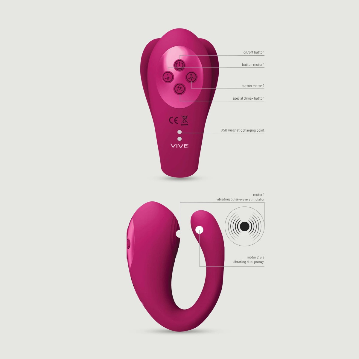 Yoko Triple Action Clitoral G-Spot Pulse Silicone Stimulator - Pink by Sexopolis