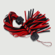 Δερμάτινο Flogger Με Διπλή Ανάγλυφη Λαβή & Πολλαπλές Ουρές Leather Flogger With Double Textured Grip & Multiple Tails – Κόκκινο/Μαύρο by Sexopolis