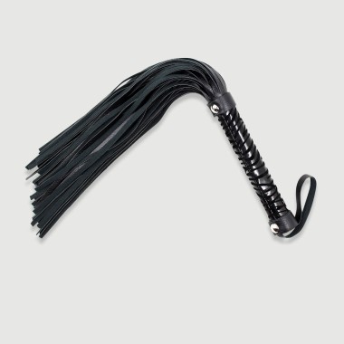 Flogger Με Δερμάτινες Φούντες & Πλεκτή Λαβή Flogger With Leather Strands & Braided Handle - Μαύρο Flogger Με Δερμάτινες Φούντες & Πλεκτή Λαβή Flogger With Leather Strands & Braided Handle - Μαύρο