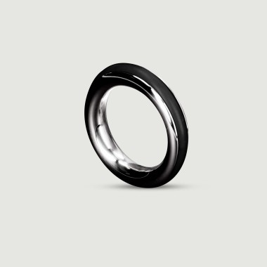 Μεταλλικό Δαχτυλίδι με Μαύρη Ρίγα Metal Cazzo Cock Ring with Black Stripe 40mm - Μαύρο