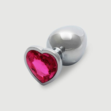 Μεταλλική Πρωκτική Σφήνα Με Κόσμημα Καρδιά Large Heart Gem Metal Butt Plug - Ασημί/Ροζ