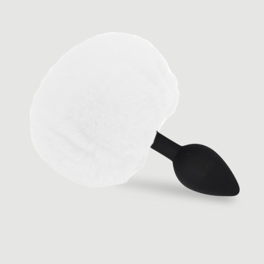 Beginner's Large Silicone Bunny Tail Butt Plug - White