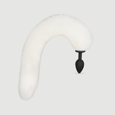 Πρωκτική Σφήνα Σιλικόνης με Ουρά Long Tail Silicone Butt Plug - Λευκή