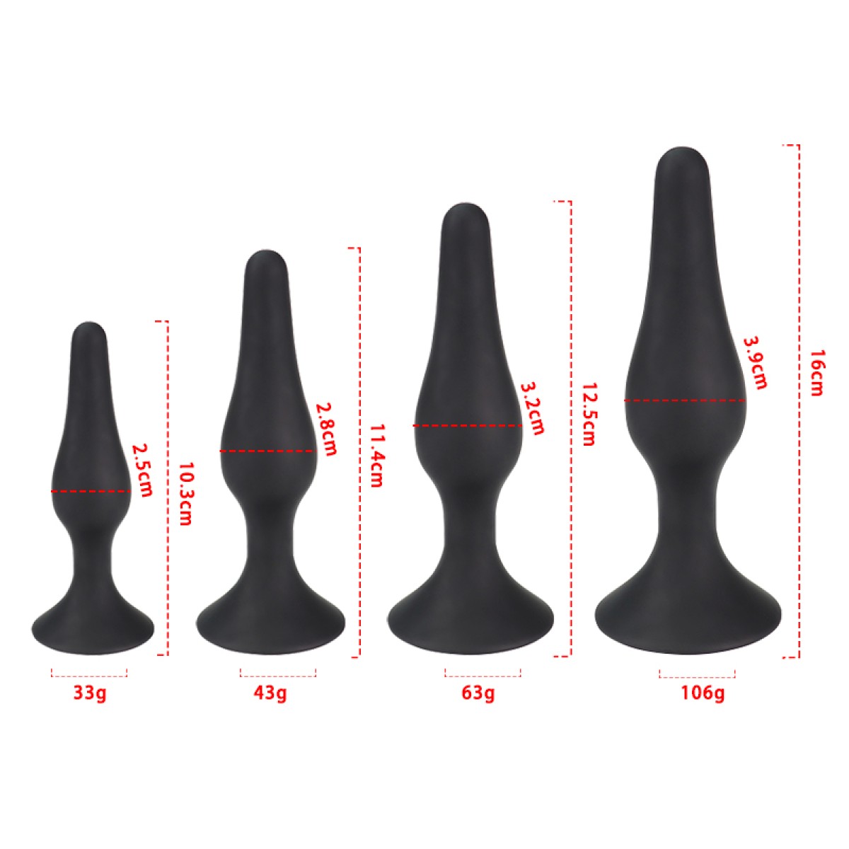 Anal Beginners Basic Silicone Small Butt Plug with Suction Cup - Black by Sexopolis