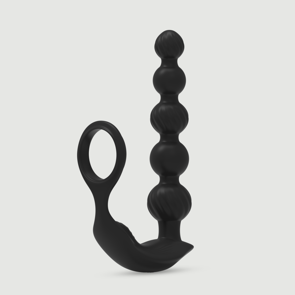 Astron Remote Controlled Silicone Vibrating Anal Beads with Cock Ring - Black by Sexopolis