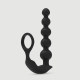 Astron Remote Controlled Silicone Vibrating Anal Beads with Cock Ring - Black by Sexopolis