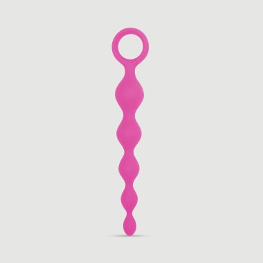 Anal Intruder 17,5 cm Silicone Anal Beads with Handle - Pink