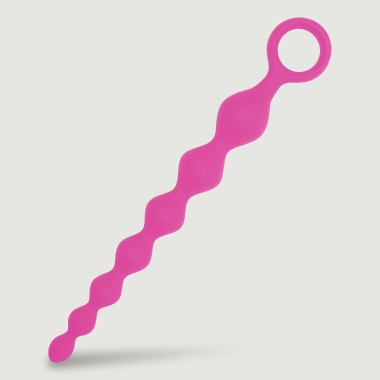 Anal Intruder 21 cm Silicone Anal Beads with Handle - Pink
