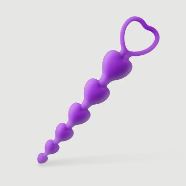 Anal Intruder Heart Shaped Silicone Anal Beads - Purple