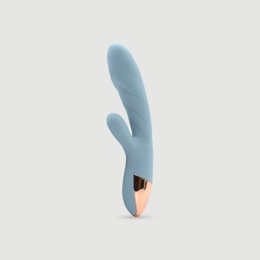 Sexopolis Wellness Treasure Heating Premium Silicone Curved Rabbit Vibrator - Blue
