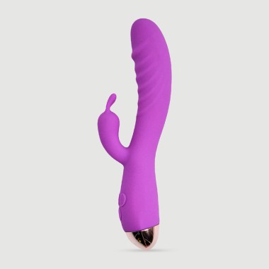 Lumus Curved Rabbit Silicone Vibrator - Purple