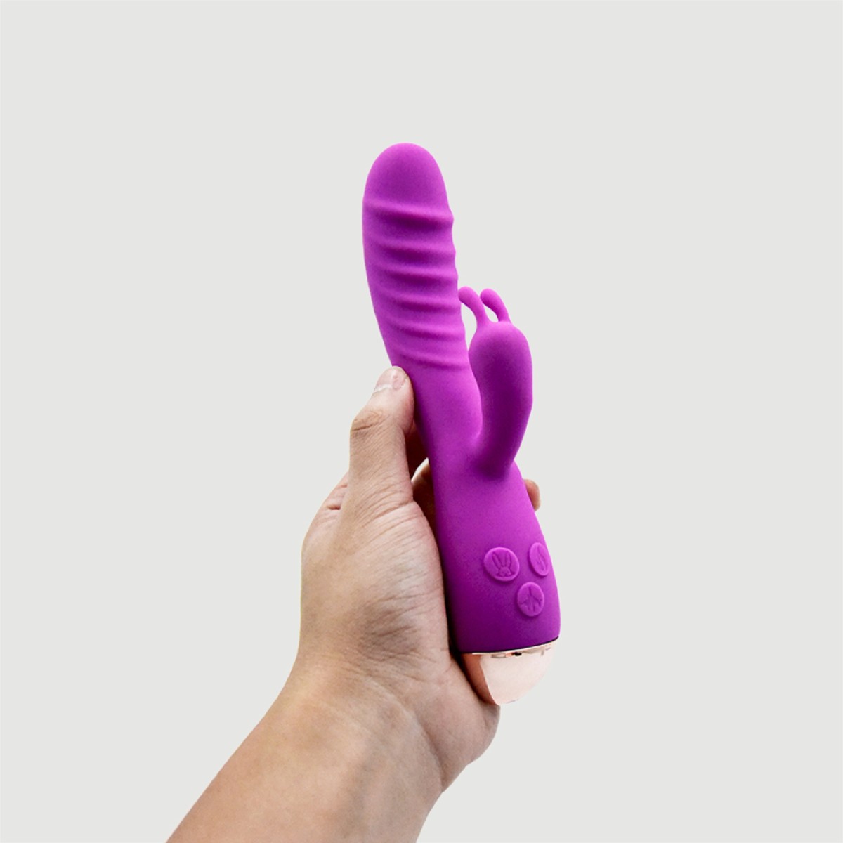 Lumus Curved Rabbit Silicone Vibrator - Purple by Sexopolis