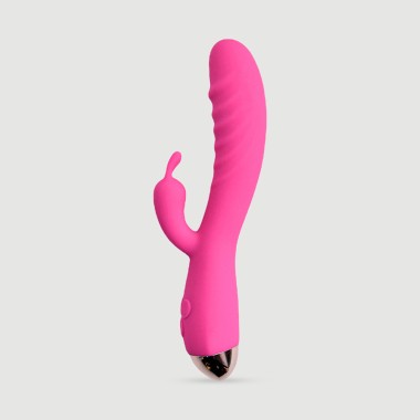 Lumus Curved Rabbit Silicone Vibrator - Pink