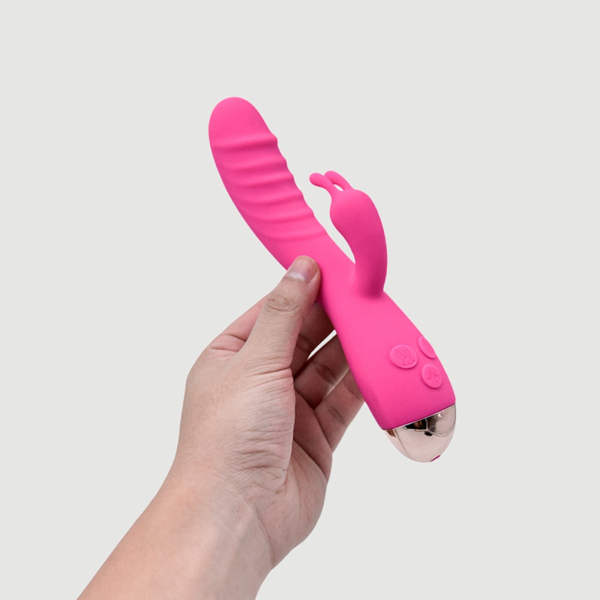 Lumus Curved Rabbit Silicone Vibrator - Pink by Sexopolis Lumus Curved Rabbit Silicone Vibrator - Pink by Sexopolis