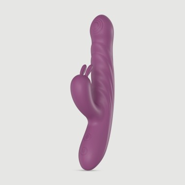 Babette Silicone Rabbit Thrusting Vibrator - Purple