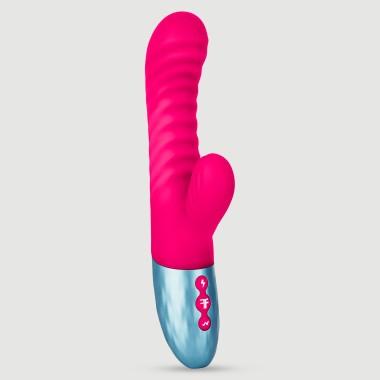 FemmeFunn Delola Premium Ribbed Silicone Rabbit Vibrator - Pink