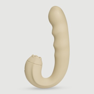 Sexopolis Wellness The Swinger Premium Flexible Silicone Vibrator with Clitoral Tongue - Yellow