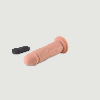 R11 Remote Controlled Realistic Silicone Vibrator with Suction Cup - Flesh