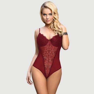 Σέξι Κορμάκι Με Ανοιχτό Καβάλο & Δαντέλα Crotchless High Quality Lace Splicing Sexy Teddy With Underwire - Κόκκινο
