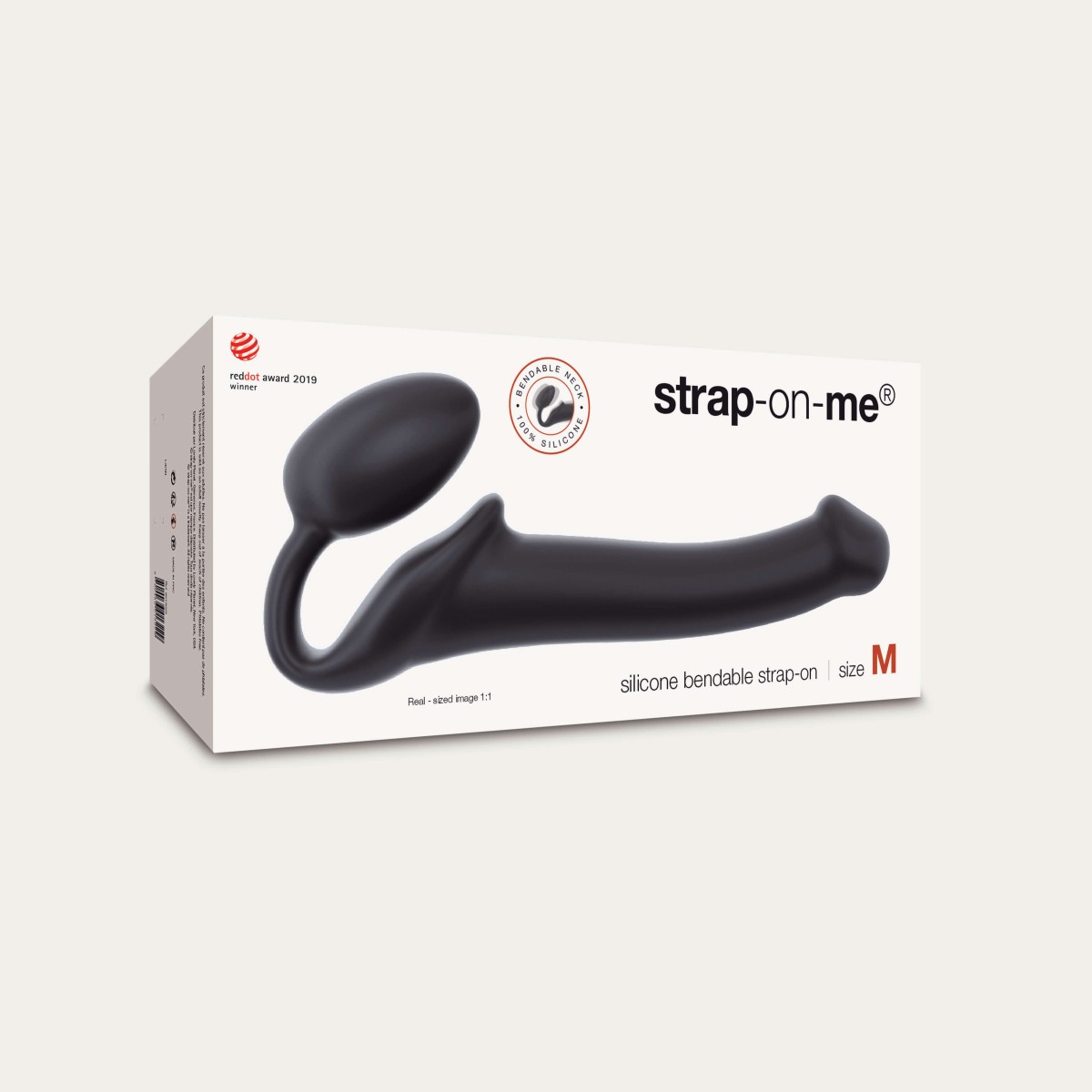 Bendable Medium Semi Realistic Silicone Strapless Strap On - Black by Sexopolis