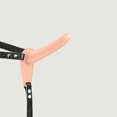 Strap On Σιλικόνης Με Δόνηση 15,5 cm Vibrating Silicone Strap On Harness - Φυσικό Χρώμα