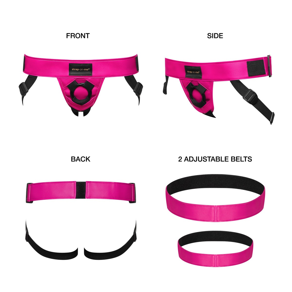 Leatherette Curious Velcro Closure Strap On Harness - Fuchsia by Sexopolis
