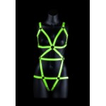 Ολόσωμο Φωσφορίζων Harness Glow in The Dark Body Covering Harness - Πράσινο/Μαύρο | Ανδρικά Harness - Κορμάκια