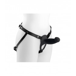 H1 Hollow Small Silicone Strap On with Harness - Black | Male Strap Ons