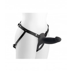 H2 Hollow Large Silicone Strap On with Harness - Black | Male Strap Ons