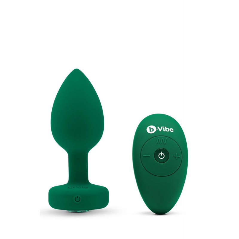 Ασύρματη Πρωκτική Σφήνα με Δόνηση & Κόσμημα B-Vibe Vibrating Silicone Jewel Butt Plug Medium/Large - Πράσινη | Ασύρματοι Δονητές