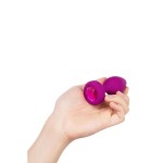 Ασύρματη Πρωκτική Σφήνα με Δόνηση & Κόσμημα B-Vibe Vibrating Silicone Jewel Butt Plug Small/Medium - Φούξια | Ασύρματοι Δονητές