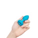 Ασύρματη Πρωκτική Σφήνα με Δόνηση & Κόσμημα B-Vibe Vibrating Silicone Jewel Butt Plug Small/Medium - Μπλε | Ασύρματοι Δονητές