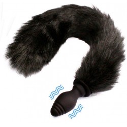 Remote Controlled Butt Plug with Fox Tail 6,5 x 3,1 cm - Black | Remote Controlled Toys